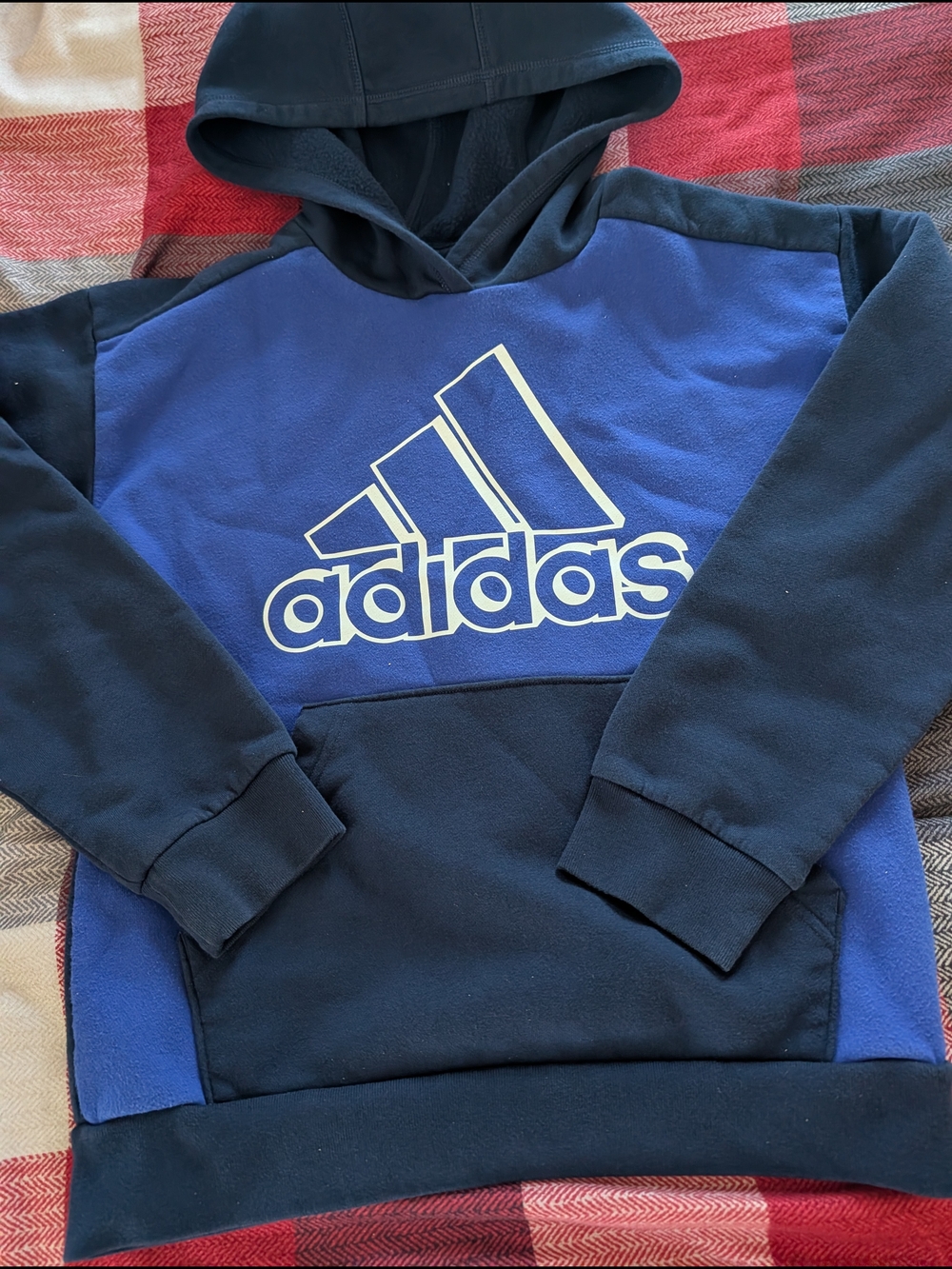 Adidas Blue and Navy Logo Hoodie